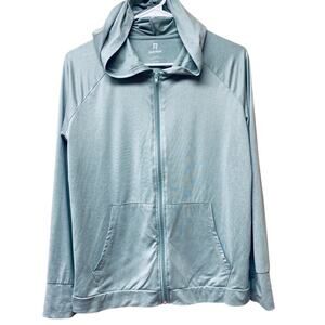 Girls Aqua Hoodie Size XL 16/18 Cozy School Comfy Layers Full Zip Pastel Active